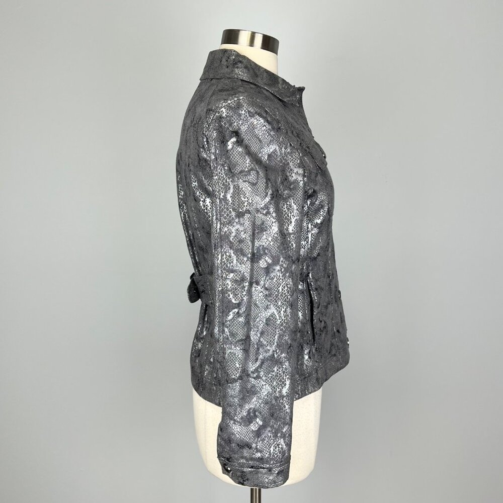 Chicos Womens Python Print Jacket Metallic Gray B… - image 5